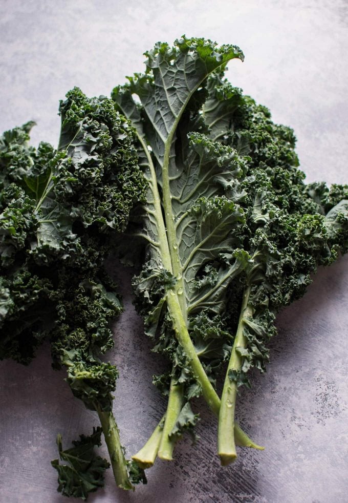 close-up of kale leaves