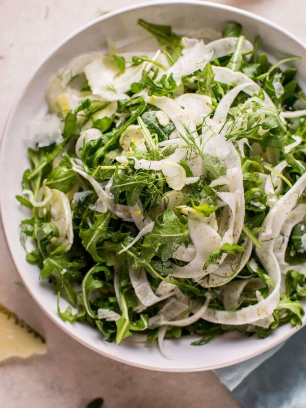 This baby arugula, fennel, and Manchego cheese salad comes together fast and is fresh, healthy, and full of flavor!