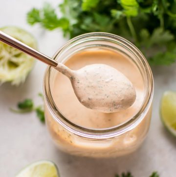 Chipotle cilantro lime ranch dressing is smoky, tangy, and as spicy as you want it to be! This dressing is the ultimate topping for salads, tacos, wraps, or even for dipping chicken strips.