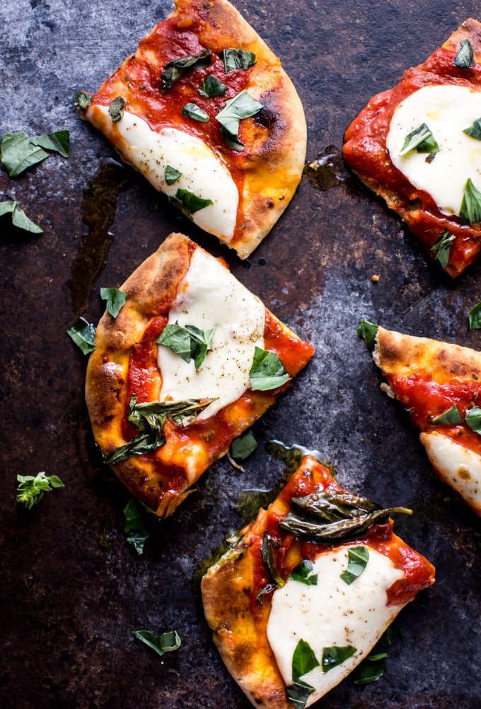 several slices of Margherita naan pizza