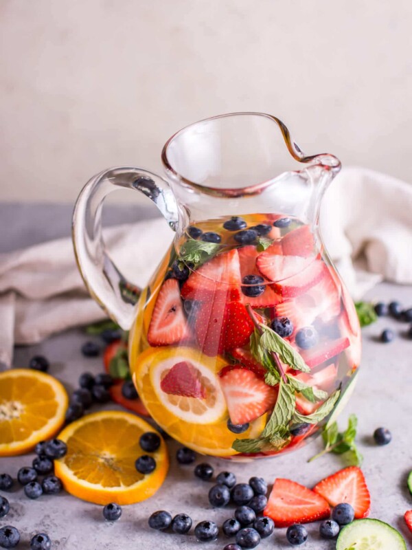 This rainbow infused water is refreshing, healthy, and much better tasting than unflavored water! Prep a big pitcher in less than 10 minutes.