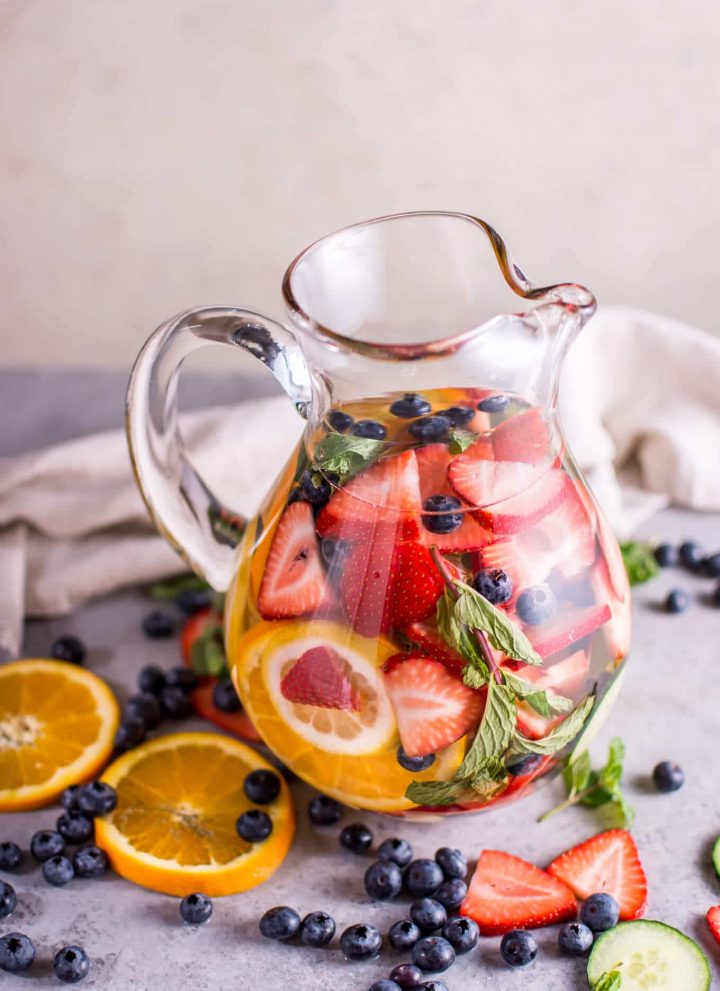 This rainbow infused water is refreshing, healthy, and much better tasting than unflavored water! Prep a big pitcher in less than 10 minutes.