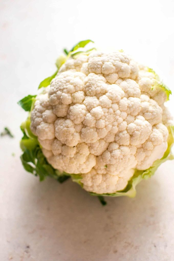 a raw head of cauliflower