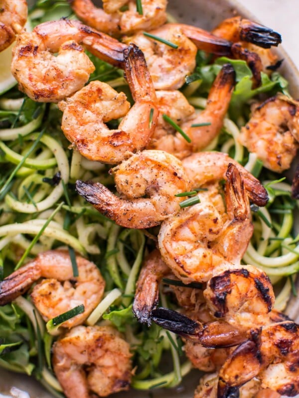 These grilled chili lime shrimp zoodles are an easy, summery, refreshing low-carb dish that's full of flavor!