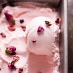 This rose ice cream is a delicious treat that's delicately flavored with rose water and vanilla. A simple recipe that can easily be made in your ice cream maker.