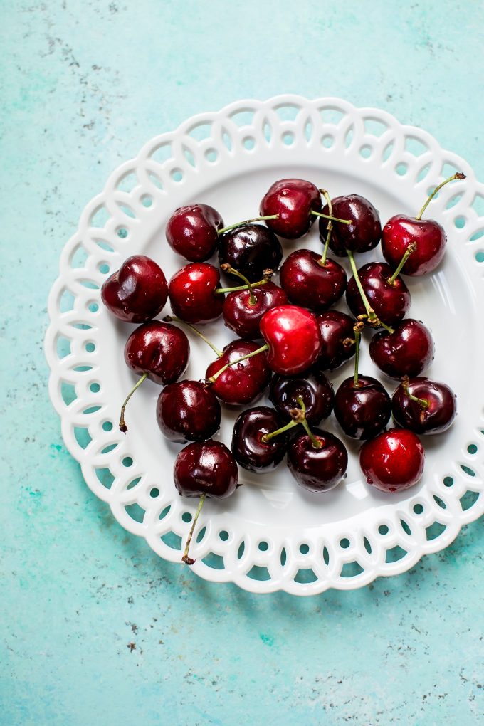 fancy plate with cherries