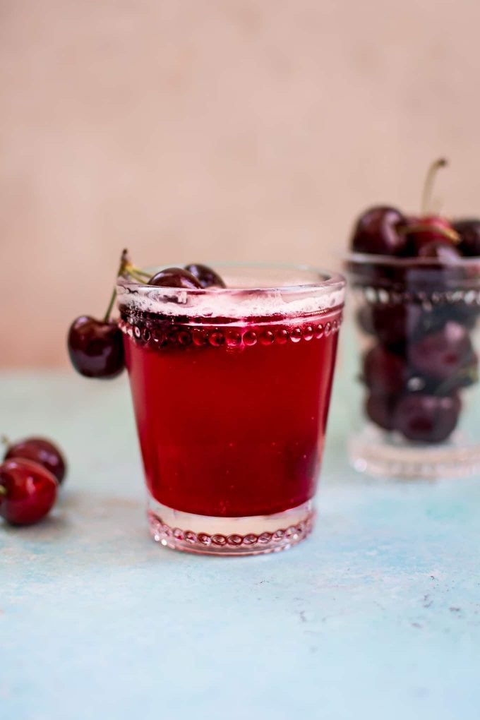 glass of homemade cherry vanilla soda