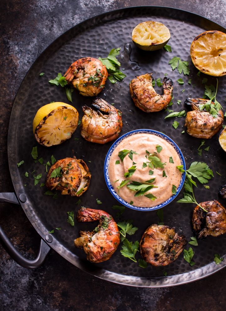 These grilled garlic jumbo shrimp are an impressive and flavorful dish that's a perfect appetizer for summer entertaining!