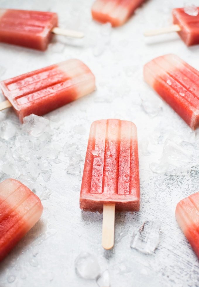 close-up of watermelon margarita popsicles