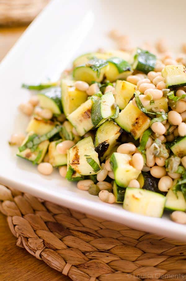 close-up of grilled zucchini salad on a plate