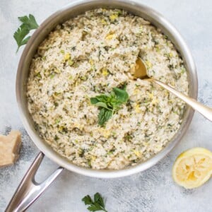 This lemon and herb risotto is a fresh and flavorful vegetarian side dish that comes alive with lemon, white wine, and an assortment of herbs. 