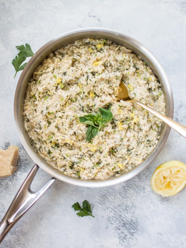 This lemon and herb risotto is a fresh and flavorful vegetarian side dish that comes alive with lemon, white wine, and an assortment of herbs. 