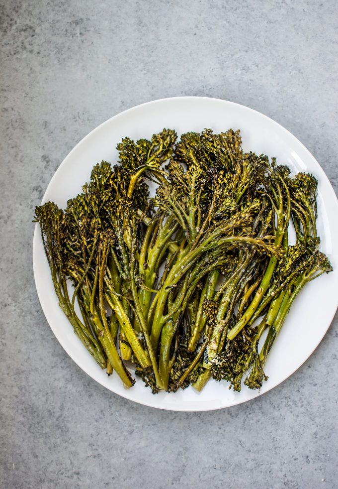 plate of balsamic parmesan broccolini