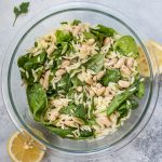 This spinach orzo salad with white beans is a simple and healthy summer side dish with the fresh flavors of lemon and basil.