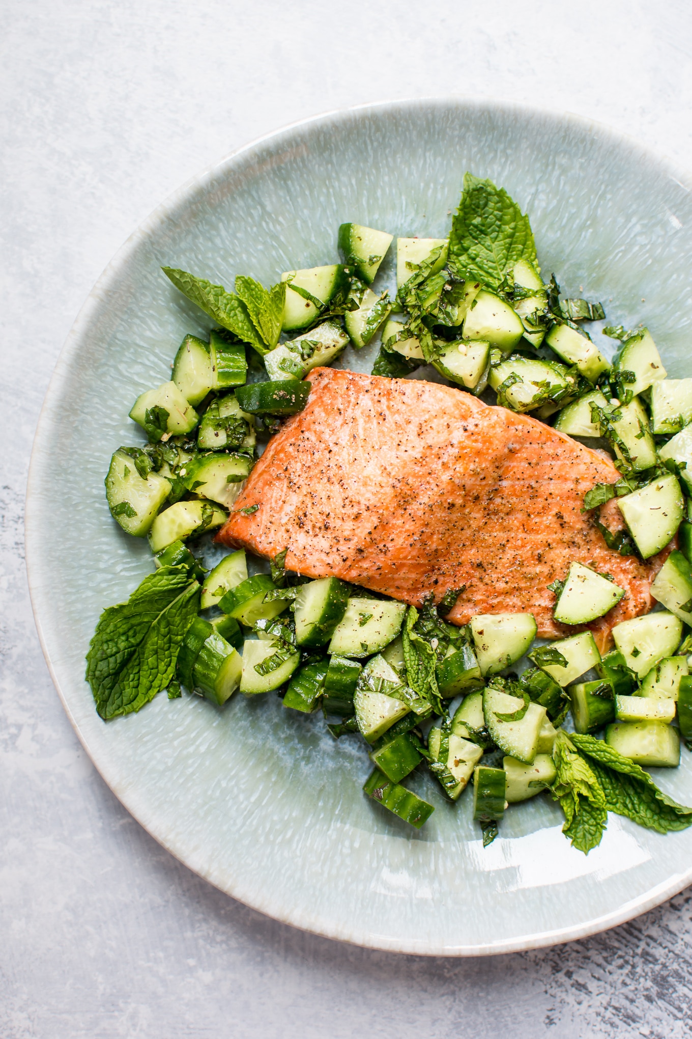 Baked Salmon with Cucumber Mint Salsa • Salt & Lavender