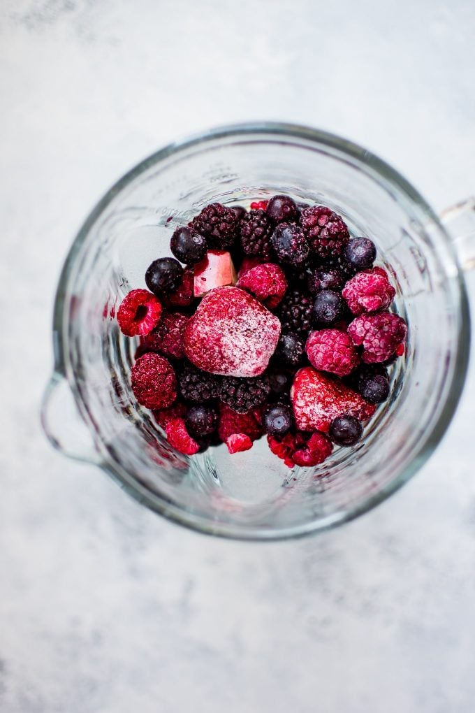 blender with beets and berries