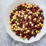 This kidney bean and chickpea salad is ridiculously easy with only 5 ingredients! Healthy, delicious, and ready in under 10 minutes. 