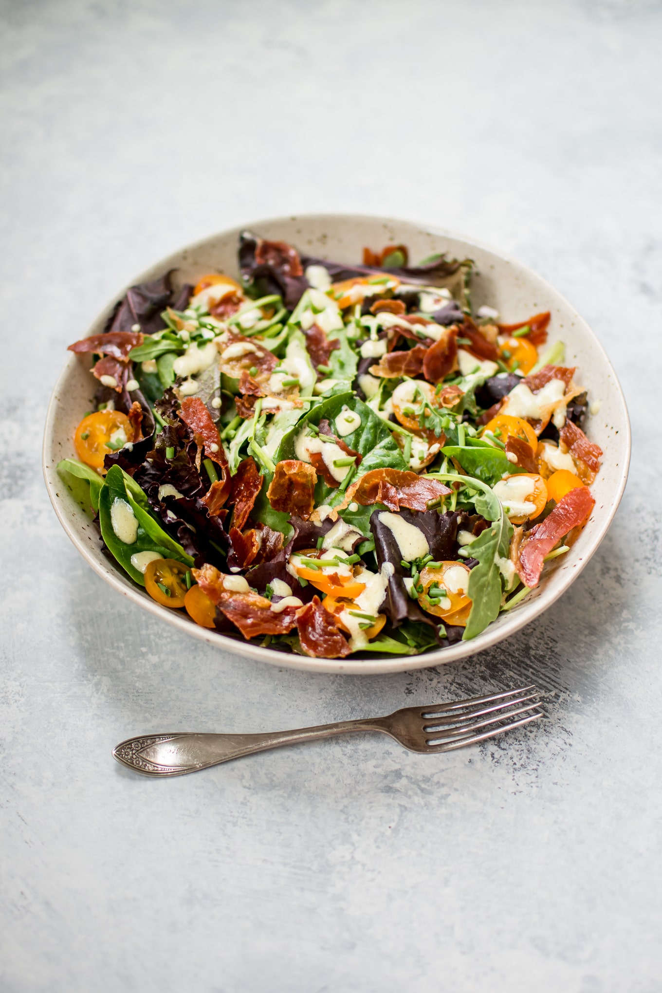 Mixed Greens Salad with Crispy Prosciutto • Salt & Lavender