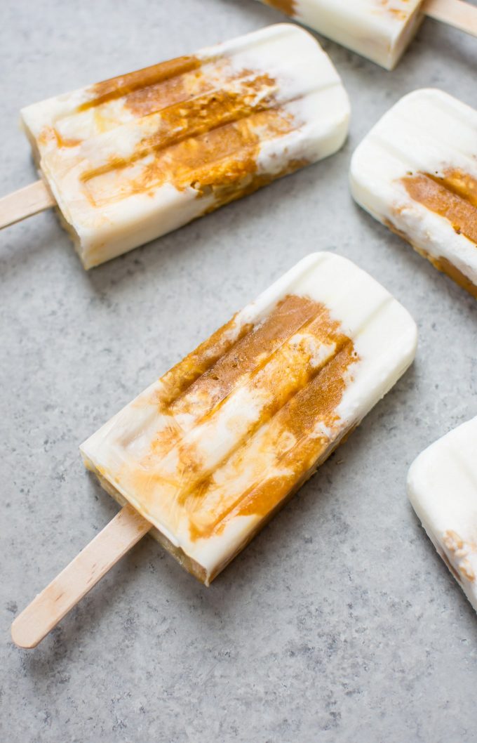 close-up of a healthy pumpkin pie popsicle