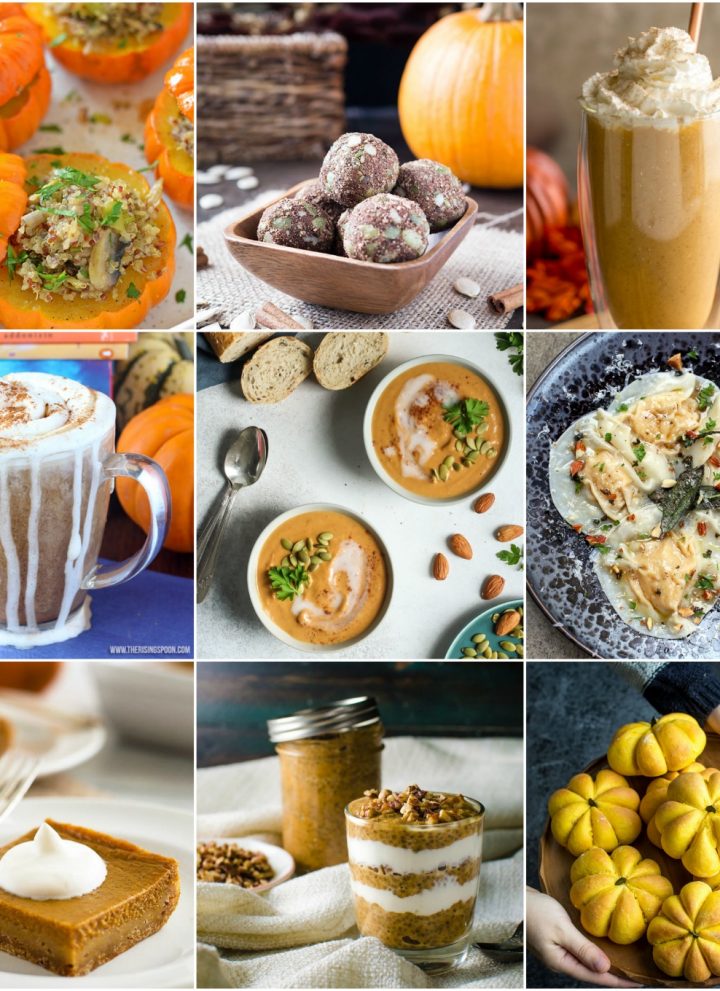 This roundup of 20 healthy pumpkin recipes will satisfy your pumpkin cravings all fall long! Half the recipes are sweet, and half the recipes are savory.