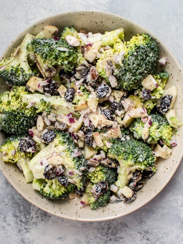 This healthy broccoli salad is a lightened-up version of your favorite! It's crunchy, tangy, sweet, and makes the perfect side dish.