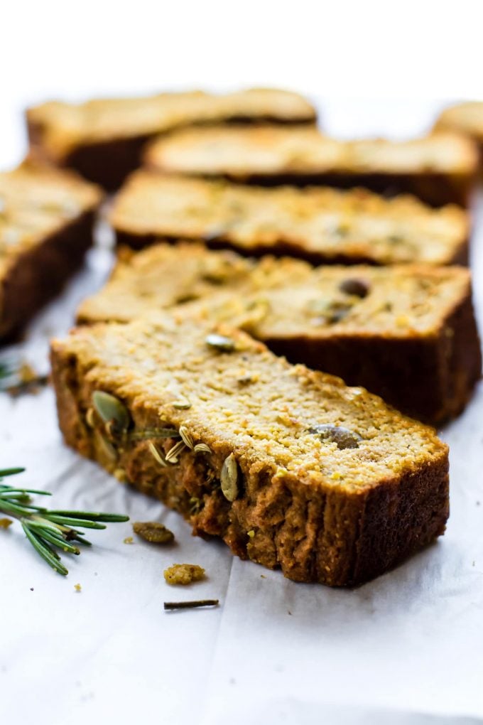 several slices of rosemary pumpkin bread