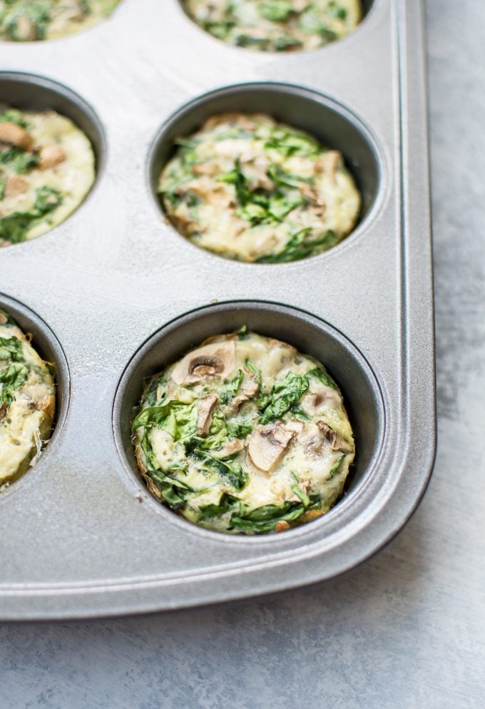 closeup of a muffin tray with egg cups