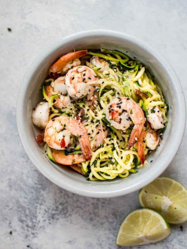 These sweet chili shrimp zoodles are a healthy, flavorful, and tasty low-carb meal that's ready in only 15 minutes!