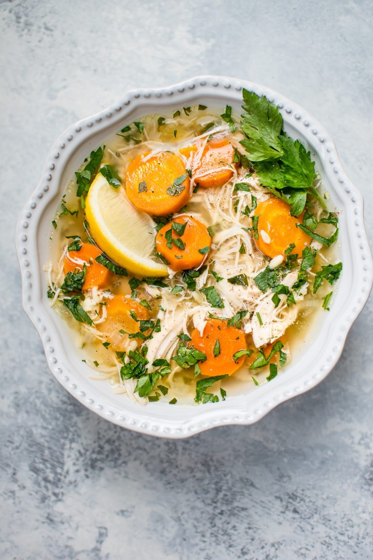 Crockpot Lemon Chicken Orzo Soup • Salt & Lavender