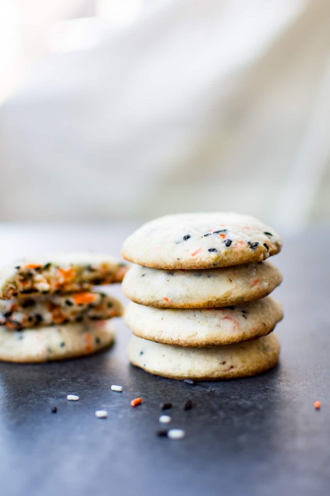 stack of four easy Halloween vegan sugar cookies