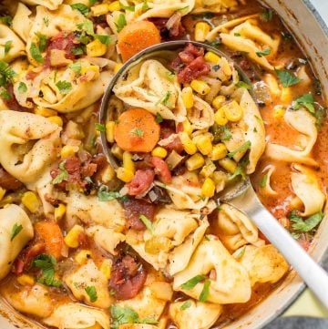 This vegetarian tortellini soup is simple, hearty, cozy, and comforting. A pot of this is ready in only 45 minutes! 