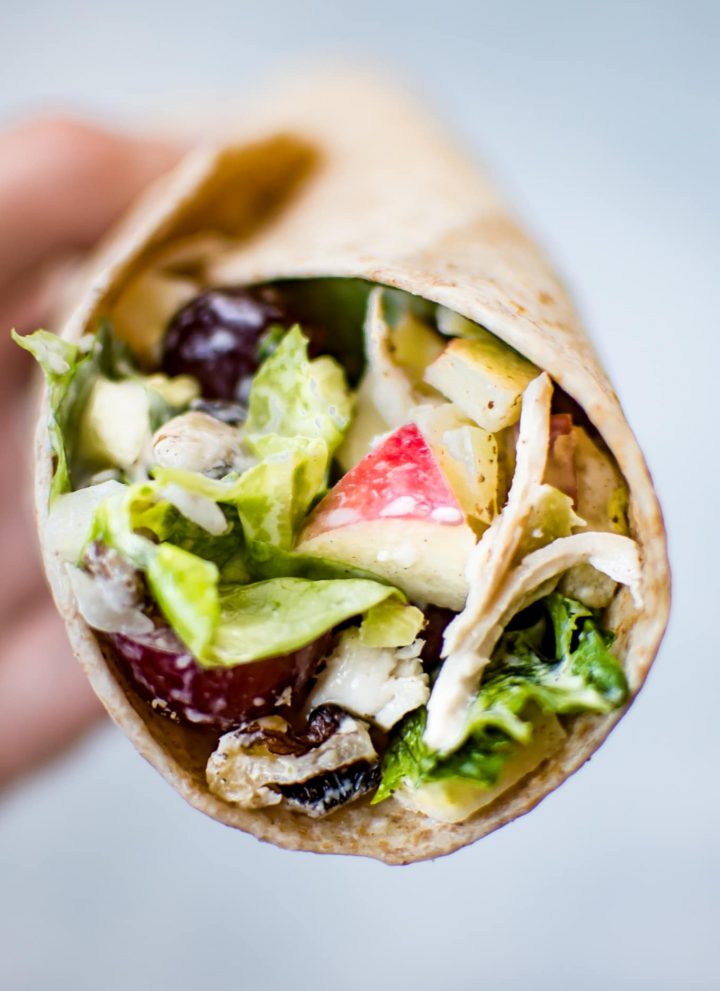 These Waldorf chicken salad wraps are fast, easy, and a tasty way to enjoy the classic recipe! Ready in only 15 minutes.