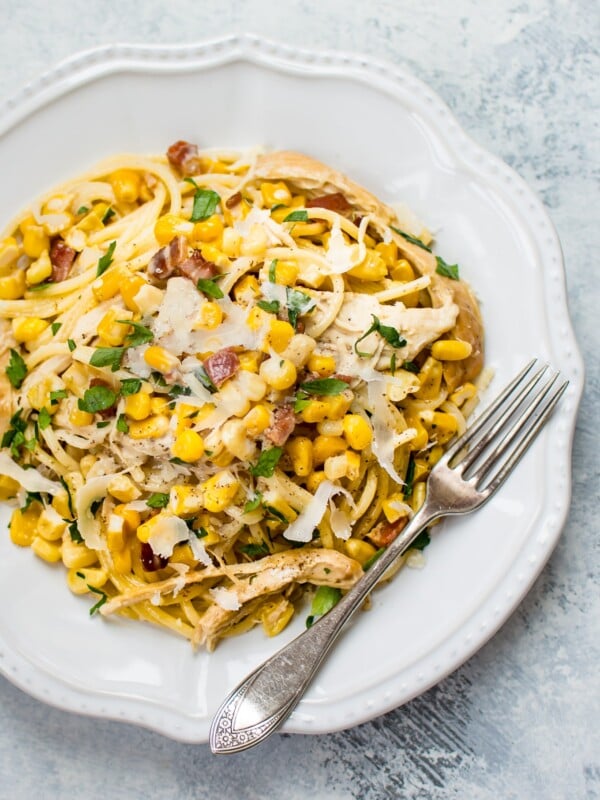 This easy creamy leftover turkey pasta recipe is the perfect way to use up your Thanksgiving turkey leftovers! Ready in only 20 minutes.