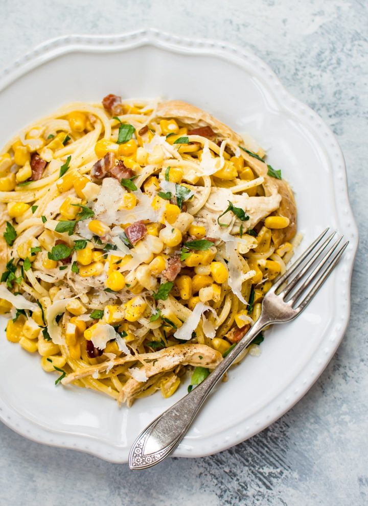 This easy creamy leftover turkey pasta recipe is the perfect way to use up your Thanksgiving turkey leftovers! Ready in only 20 minutes.