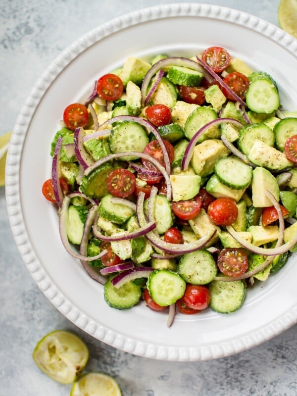 This easy cucumber tomato avocado salad is healthy, fresh, and bursting with flavor. It comes together fast and uses everyday ingredients. 