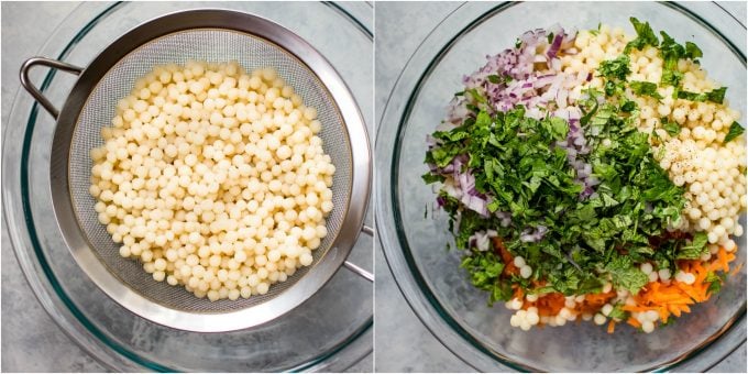 This vegan Israeli couscous salad recipe makes a wonderfully fresh light lunch or side salad. It's satisfying, healthy, and filling. 