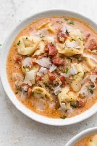 This Italian sausage tortellini soup is easy to make and super flavorful! It's sure to become a family favorite.