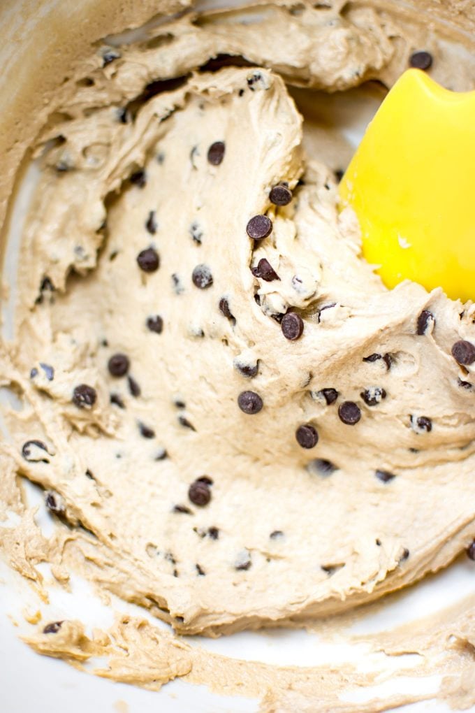 close-up of vegan cookie dough frosting
