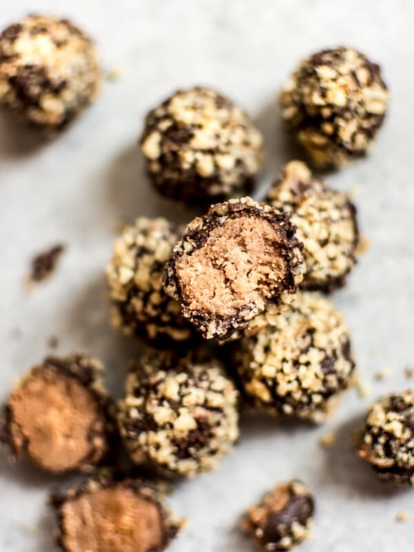 These easy rum truffles are vegan, gluten-free, and make a fun little no-bake treat that's perfect for the holidays. 