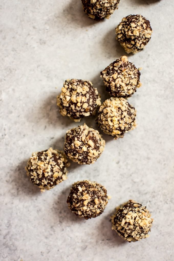 several vegan coconut rum truffles