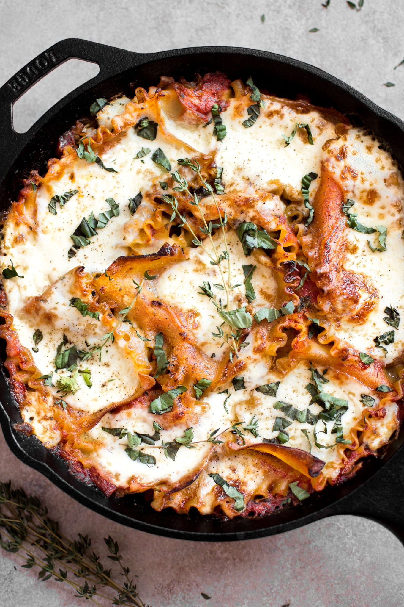 Healthy Caprese Skillet Lasagna • Salt & Lavender