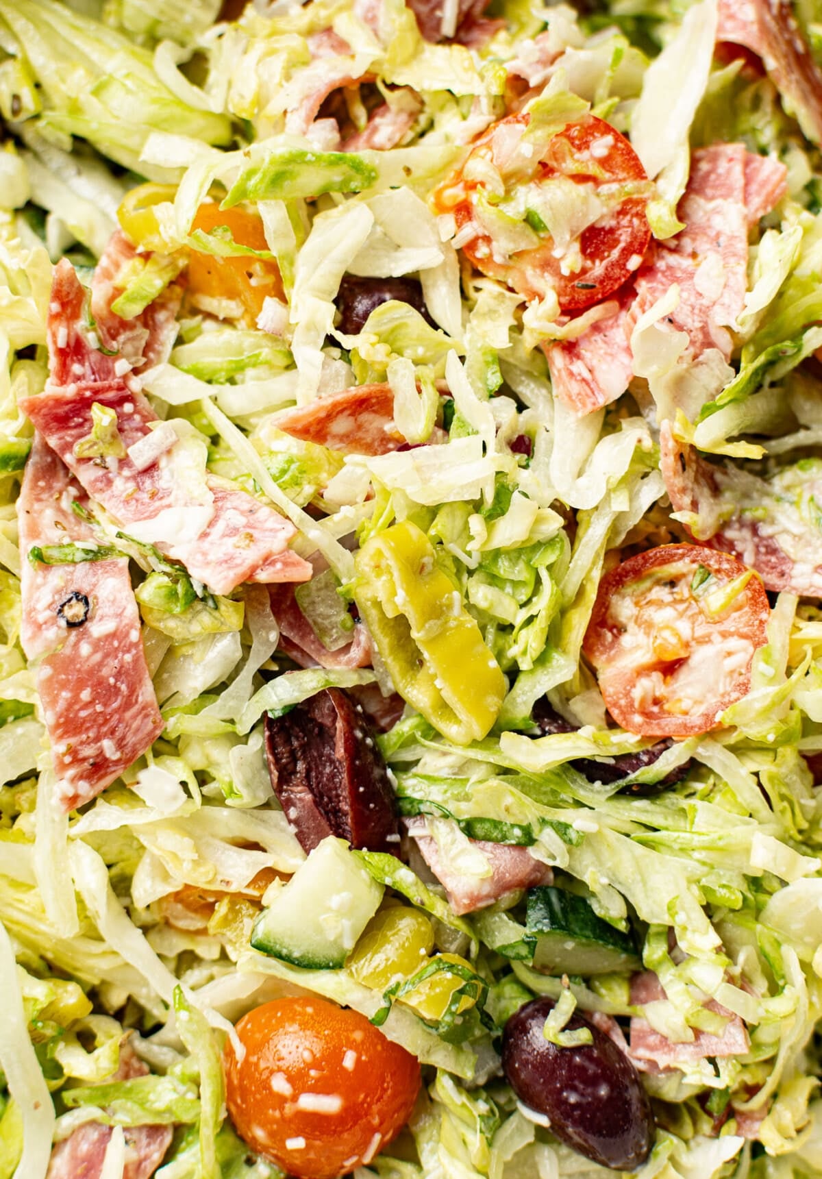closeup of italian chopped salad