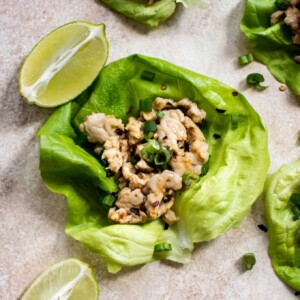 These sweet chili chicken lettuce wraps are easy, delicious, and ready in only 15 minutes! They make the perfect low-carb light meal or appetizer.