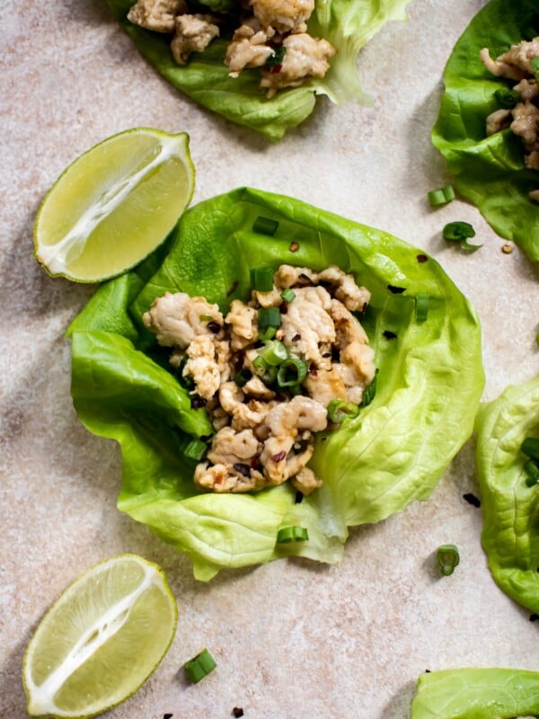 These sweet chili chicken lettuce wraps are easy, delicious, and ready in only 15 minutes! They make the perfect low-carb light meal or appetizer.