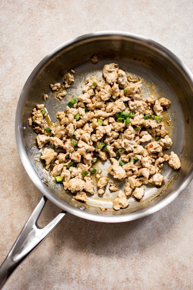 skillet with sweet chili chicken