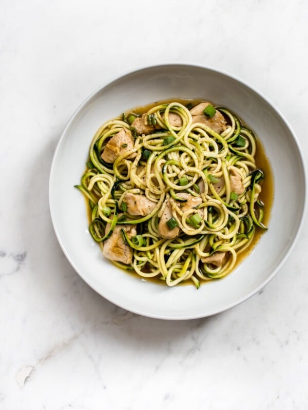 These teriyaki chicken zoodles are easy, so delicious, and ready in only 15 minutes! A tasty low-carb option.