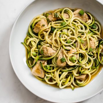 These teriyaki chicken zoodles are easy, so delicious, and ready in only 15 minutes! A tasty low-carb option.