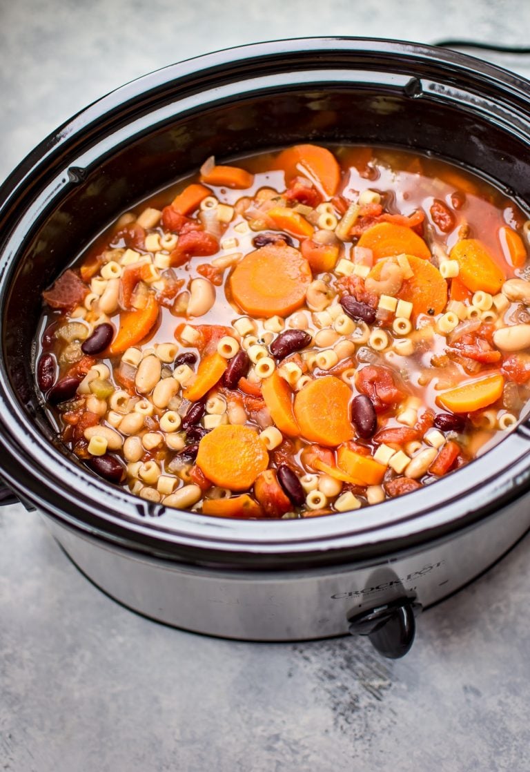 Crockpot Vegetarian Pasta e Fagioli Soup • Salt & Lavender