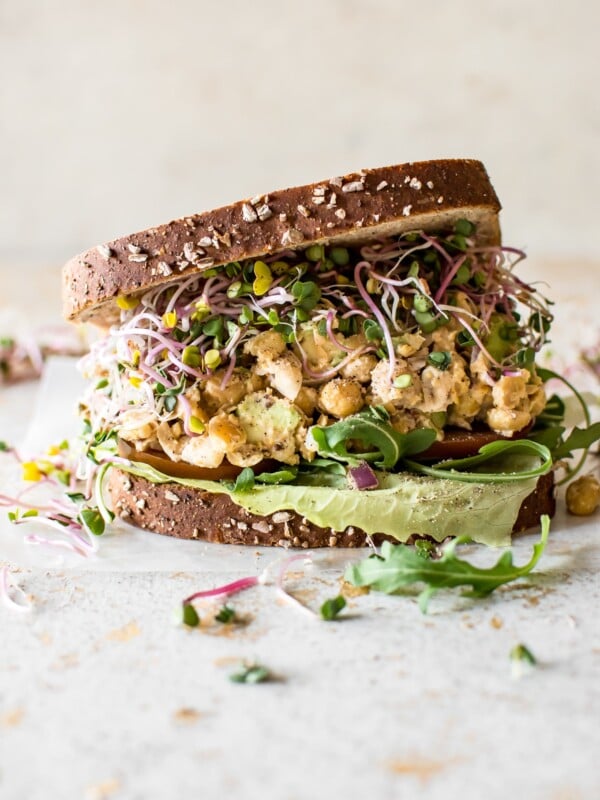 This smashed chickpea salad sandwich recipe is healthy, satisfying, fresh, and delicious! A quick and easy light meal idea.