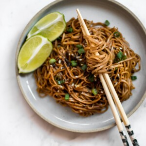 These spicy chili garlic noodles are fast, incredibly flavorful, and vegan. They're super easy - this dish is ready in under 15 minutes!